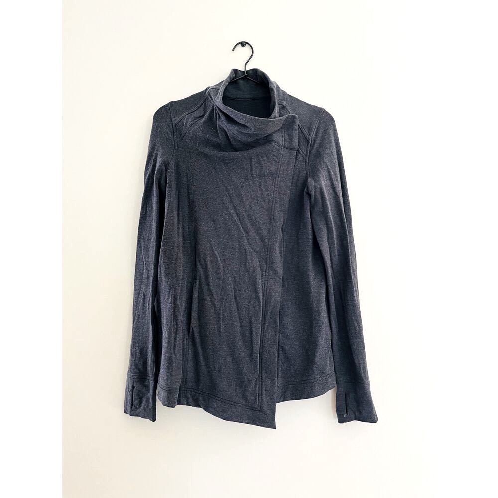 LULULEMON Size 4 Coast Wrap Cardigan Sweater Heathered Gray Charcoal